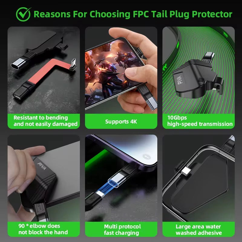 PIVA FPC Mobile Phone Tail Plug Protector Full Functionality Support 4K60Hz PD60w 10Gbps for Android IOS Phone