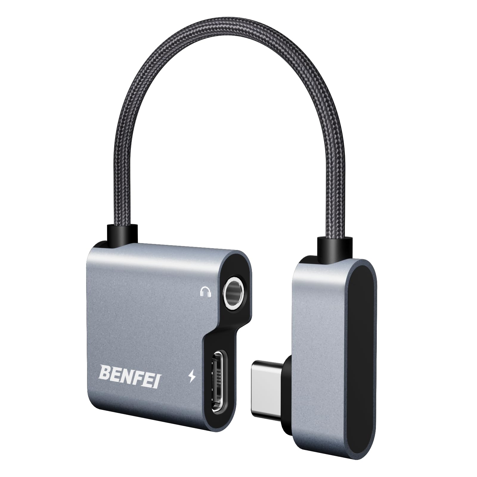 وصلة بنفي تايب سي للشحن والسماعة 60 واط | BENFEI USB-C to 3.5mm Audio & 60W Charging Adapter