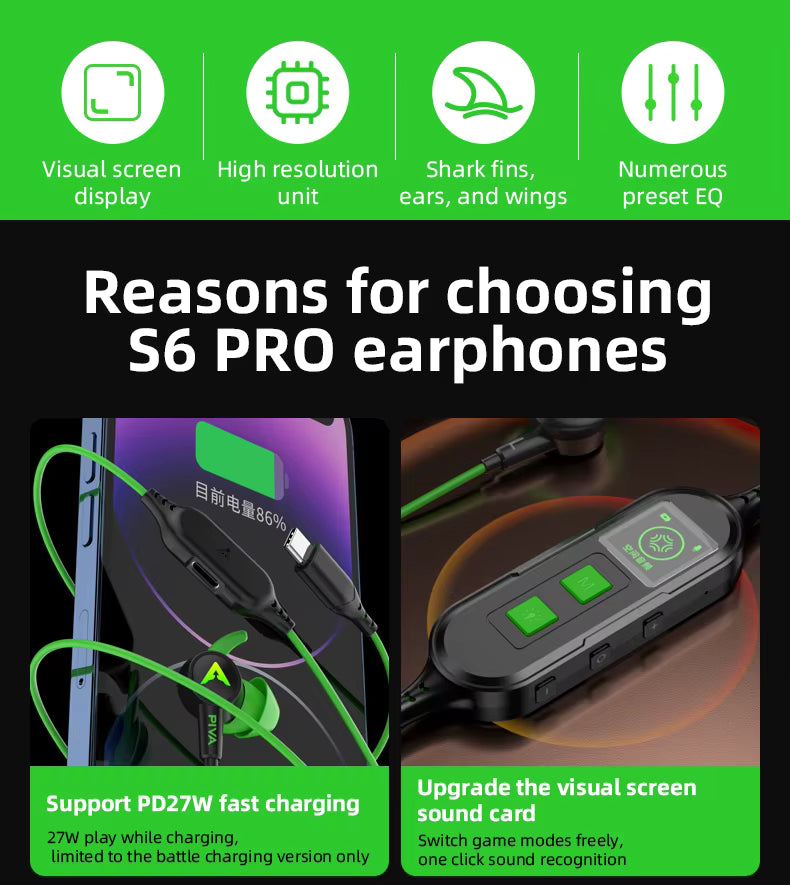 سماعة بيفا S6 Pro للألعاب – USB‑C مع شحن سريع 27 واط - الصورة 3